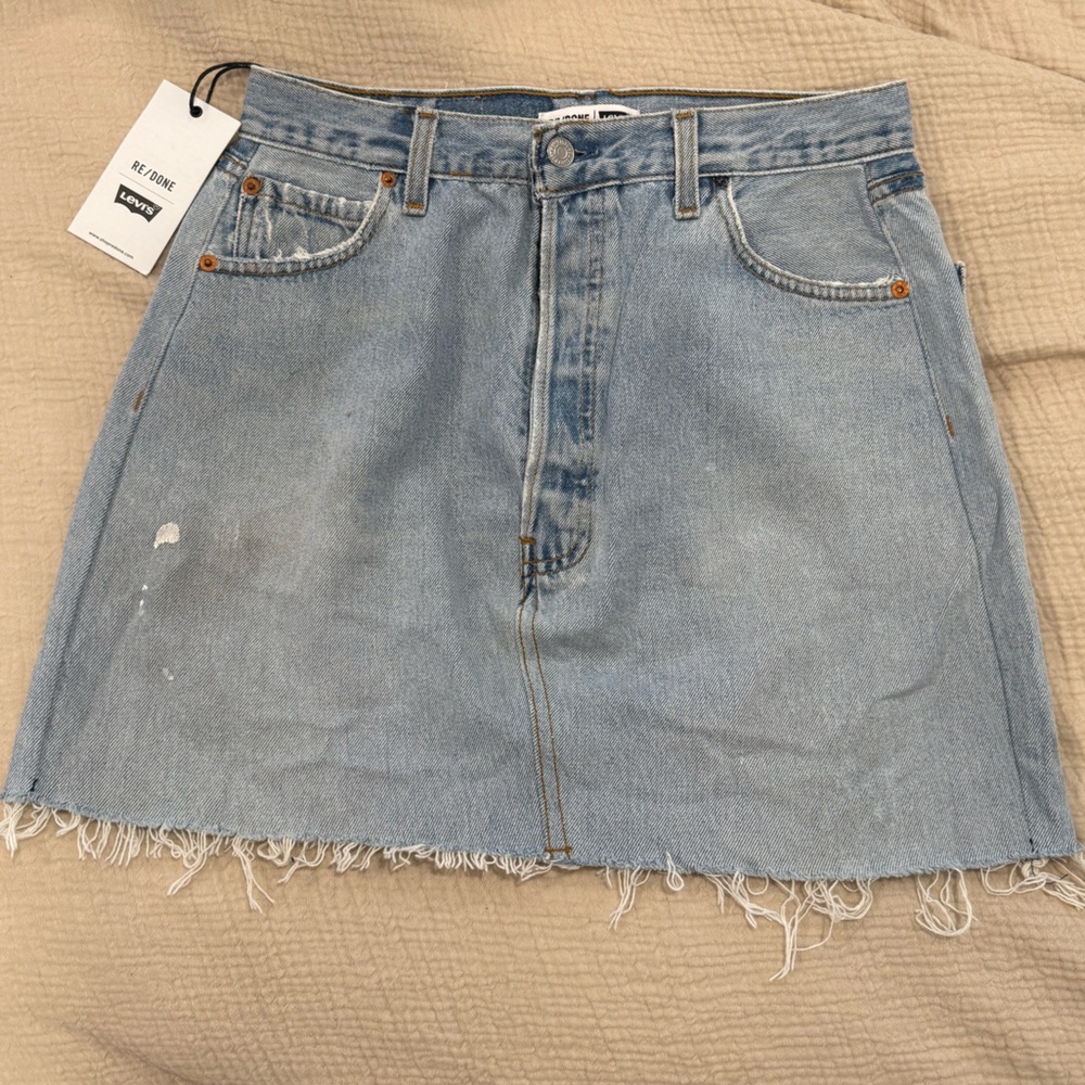 NWT RE/DONE Levi’s Distressed Jean Skirt